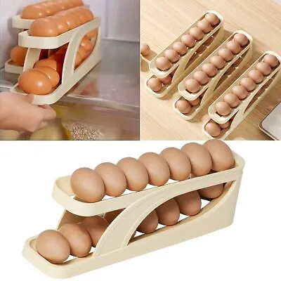 Automatic Two Layer Scrolling Egg Holder Anti-fall Kitchen Fresh-keeping Rack • £4.99