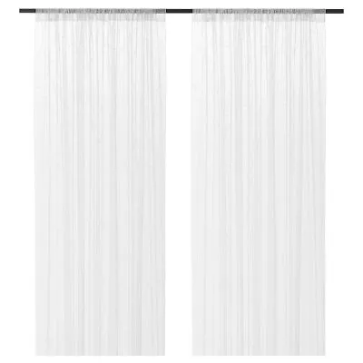 IKEA LILLEGERD Sheer Curtains 1 Pair White Leaves 145x250 Cm • £23.64