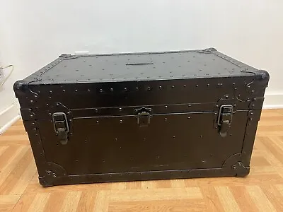 Vintage Military Storage Chest Trunk Coffee Table Box Wwii US Foot Locker Black • $125