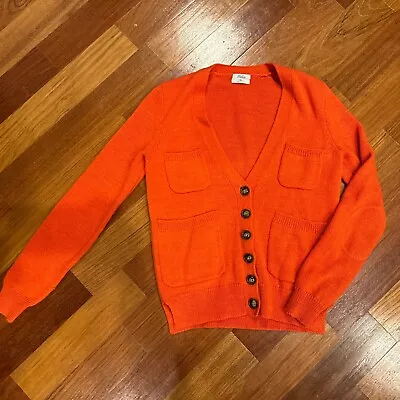 Wallace Madewell Alpaca Blend Orange Button Front Academia Cardigan Sweater XS • $9.99