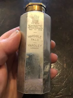 Vintage Yardley Of London Invisible Talc 4oz. Full Aluminum W/Brass Shaker Top • $5