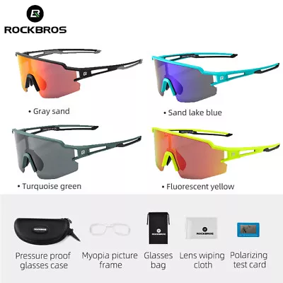 ROCKBROS Bicycle Bike Cycling Polarised Sunglasses Outdoor Sports Glasses UV400 • $28.66