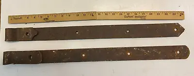 2 Vintage Large Heavy 20  X 2  Farm Barn Door Gate Strap Hinges Great Old Patina • $25