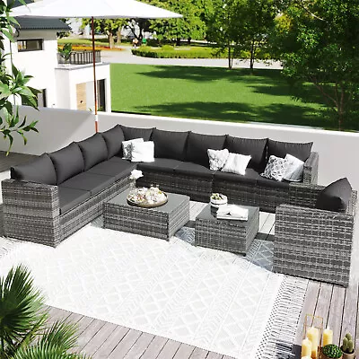 9-seater Rattan Garden Corner Sofa Set Patio Outdoor Furniture With Coffee Table • £699.99