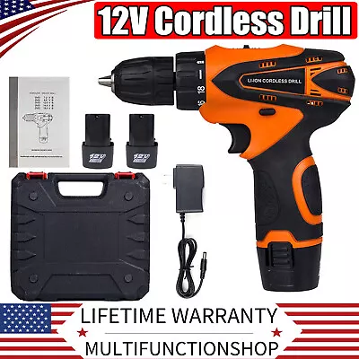 Electric 3/8  Cordless Drill 12V Electric Drill Combo Set With Battery & Charger • $24.19