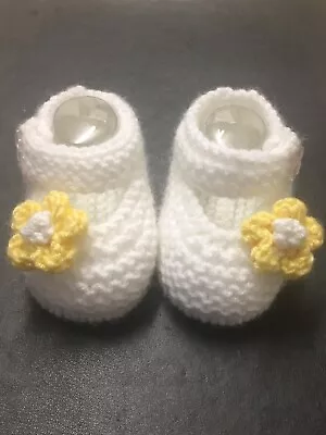 Baby Girls Hand Knitted Mary Jane Shoes Newborn Unisex • £2.99