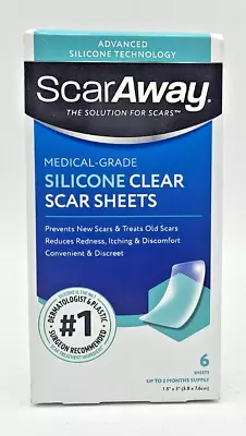 Scar Away Medical Grade Silicone Clear Scar Sheets 6-Pack 1.5 X3  NEW • $14.99