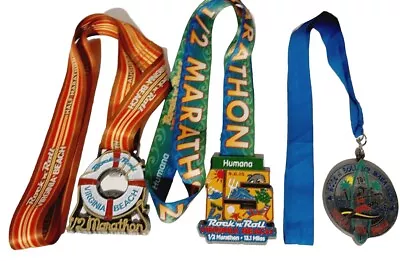 Lot Of 3 Marathon Finishe Medals 2014 & 2015 Virginia Beach Rock N Roll Hummana • $19.49