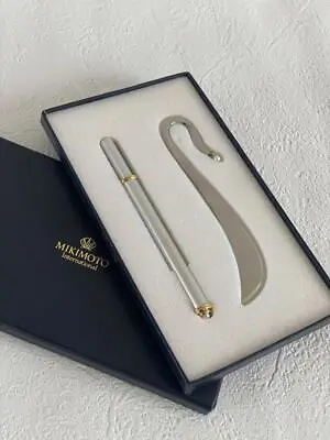 Mikimoto Pearl Ballpoint Pen & Bookmarker W/ Box From Japan • $77