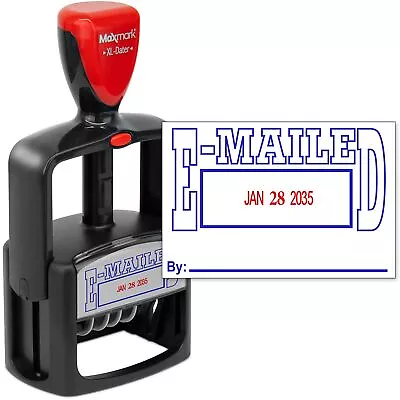 MaxMark Heavy Duty 5 Date Stamp With E-MAILED Self Inking Stamp - 2 Color Blu... • $43.51