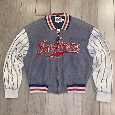 Vtg Cleveland Indians Jacket MIRAGE Bomber Coat Baseball Guardians Mens LARGE • $59.99