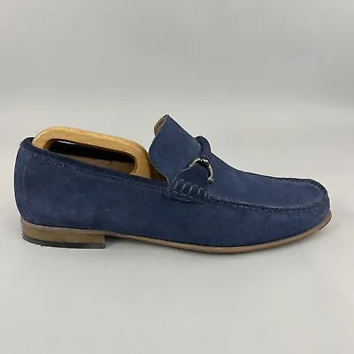 Marks & Spencer Blue Leather Suede Slip On Loafers Moccasins Formal Shoes UK8.5 • £28.76