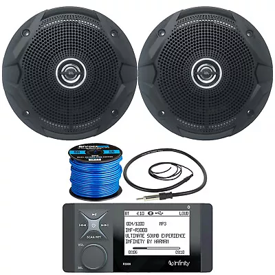 Infinity R3000 Bluetooth Radio 2x 6.5  180W Boat Black Speaker Wire Antenna • $300.49