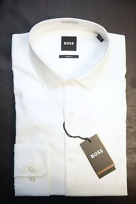 Hugo Boss Men's Marley Sharp Fit Solid White Cotton Dress Shirt 39 15.5 32/33 • $64.79