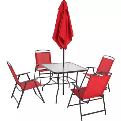 Outdoor Patio Dining Set 6-Piece Outdoor Patio Table With Umbrella • $144.43