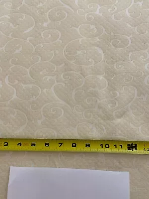 Yellow Matelasse With White Embroidered Swirl Fabric- 2/3 YARD PIECE • $12.75