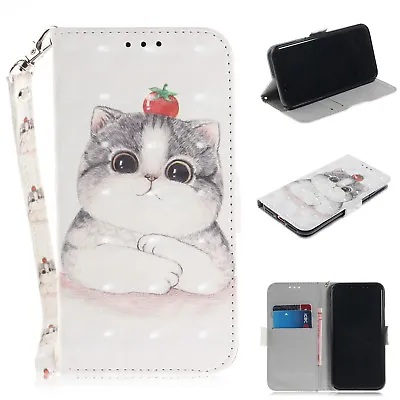 $10.99 • Buy Cat Wallet Flip Stand Strap Case Cover For Android Phone IPhone X