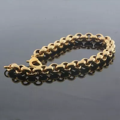 Belcher Bracelet 9ct Yellow Gold Mens Ladies Solid Chain 20cm GF • $105.49