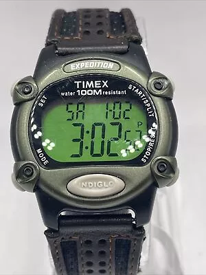Timex Expedition Indiglo Men's Digital Leather Band Watch T48042- New Battery • $19