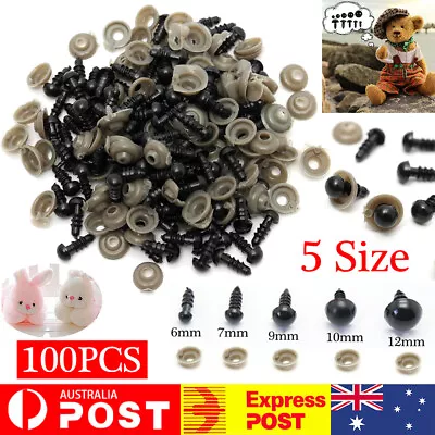 100PC Plastic Safety Toy Screw Eyes Kit For Teddy Bear Doll Animal Craft  6-12mm • $7.45