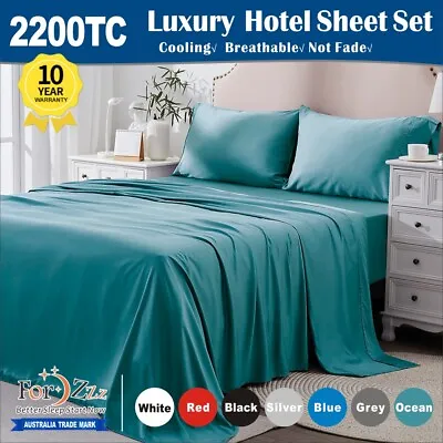 $27.91 • Buy Cooling 2200TC Soft Fitted Flat Sheet Bed Set Single Double Queen Super King Bed