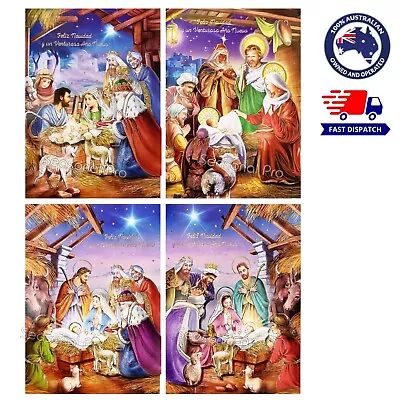 12-24pk 3D Religious Themed Christmas Greeting Cards Envelopes Foil Xmas Card • $13.95