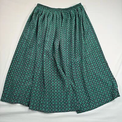 Leslie Fay Maxi Skirt Womens Size 16 Vintage Green Red Blue Print Elastic Waist • $15