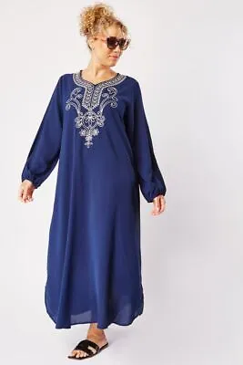 Lancostyle Long Sleeve Stitched Detail Maxi Dress Womens Ladies Casual Gown • £5.95