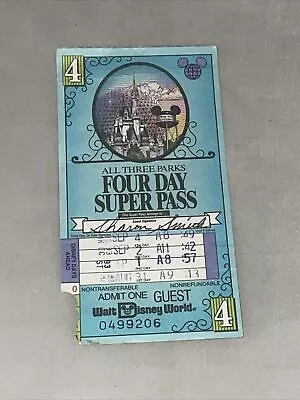 1990s Walt Disney World 4 Day Super Pass Adult & Child Ticket Pair Used • $11.95