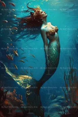 MERMAID FINE ART PRINT Wall Decor Sea Siren Poster Magical Ocean Artwork • $7.95