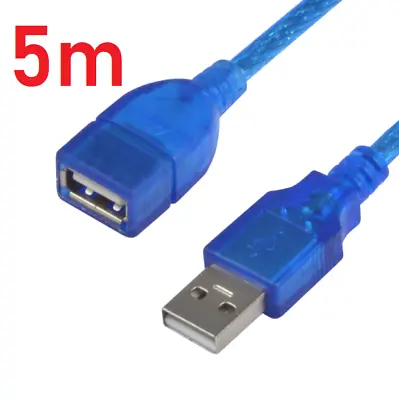 $7.99 • Buy 5 Metre USB Extension Data Cable 2.0 A Male To A Female Long Cord 5M