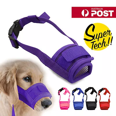 Adjustable Pet Dog Mask Bark Bite Mesh Mouth Muzzle Grooming Anti Stop Chewing • £3.88