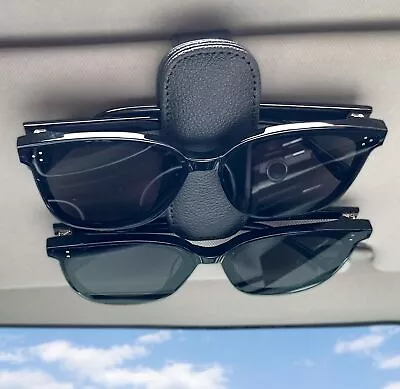 Sunglass Holder For Car Visor Clip Magnetic Leather Eyeglass Hanger Car Clip • $15