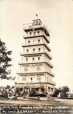 SE Devils Lake Manitou Beach Lenawee MI RPPC WHITE SWAN TOWER ICE CREAM GIFTS!!! • $22.99