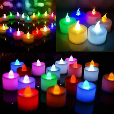 Led Tea Lights Candles LED FLAMELESS Battery Operated Wedding Flickering Light • £5.49