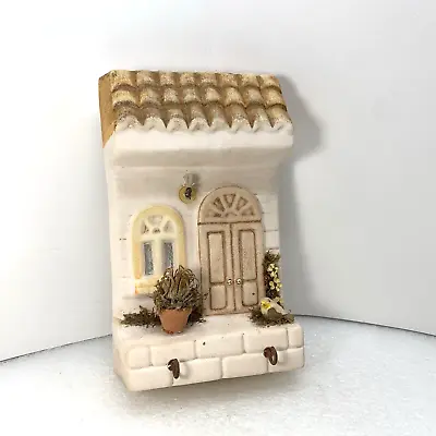 Village House Porch Door Hand-Painted Ceramic Wall Hanging Key Holder Vintage • $29.95