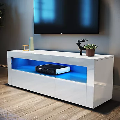£87.41 • Buy Modern TV Unit Cabinet White Stand High Gloss Sideboard 120cm With LED RGB Light
