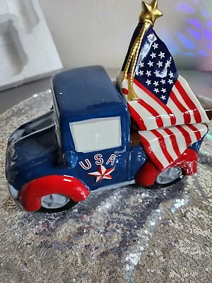 David's Cookies~The Fourth Of July~Cookie Jar Patriotic Pickup Truck Flag NEW • $59.99