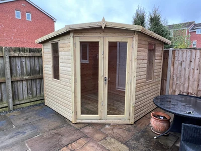 7x7 Corner House Summerhouse Garden Room Office Heavy Duty Tanalised Shed T&g • £1310