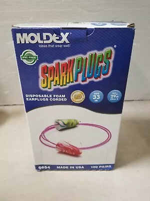 MOLDEX 6654 SPARKPLUGS Earplugs Corded NRR33dB SLC 29dB 100 Pairs • $28.16