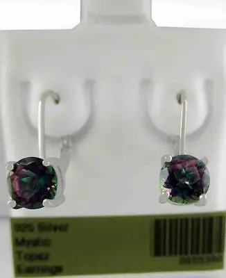 LAB MYSTIC TOPAZ  1.76 Cts EARRINGS .925 STERLING SILVER - Leverbacks - NWT • $0.99