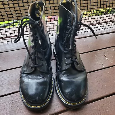 Dr Martens Docs Boots Au7/uk5 Made In England Black Vintage • $50