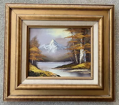Vtg Oil Painting Expressionist Modernist Mountain Lake Landscape Signed MCM • $65