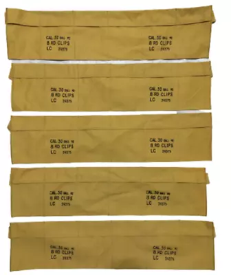 Pack Of 5 WWII Army Cotton Cloth Bandolier Khaki For M1 Garand Cover AMMO Bag • $24.99