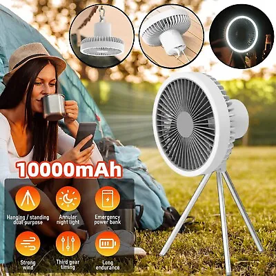 Portable Camping Fan Tent LED Light Outdoor Ceiling Lantern USB Hanging Lights • $56.99