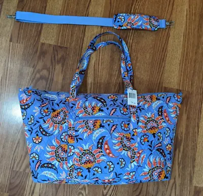 VERA BRADLEY Deluxe Travel Tote Purple Orange Floral Mural Garden Luggage NWT • $58