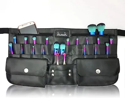 Kassaki Makeup Brush Belt Makeup Artist Brush Tool Bag With Pockets In Black • £26.99
