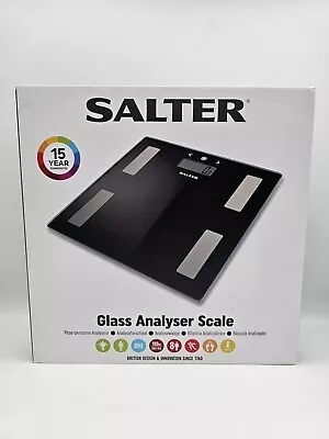 Salter Bathroom Fitness Scale Body Analyser Weight BMI Fat/Water Glass Black • £19.99