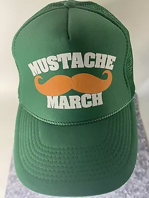 Green Mustache March Mesh Trucker SnapBack Baseball Hat By Otto Lip Rug Stache • $13.99