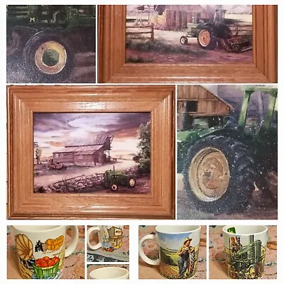 2 John Deere Pictures + 2 Coffee Mugs Cracker Barrel Old County Store • $67.94